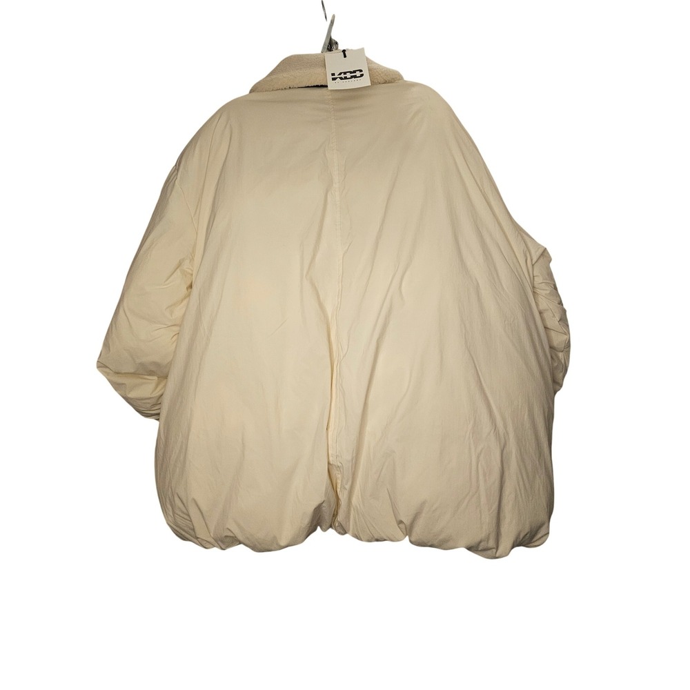 KBB by Kahlana Oversized Puffer Jacket Women Cream New Shearling Collar Aviator - Picture 5 of 5